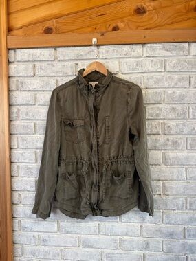 SO Olive Green Drawstring Waist Utility Jacket